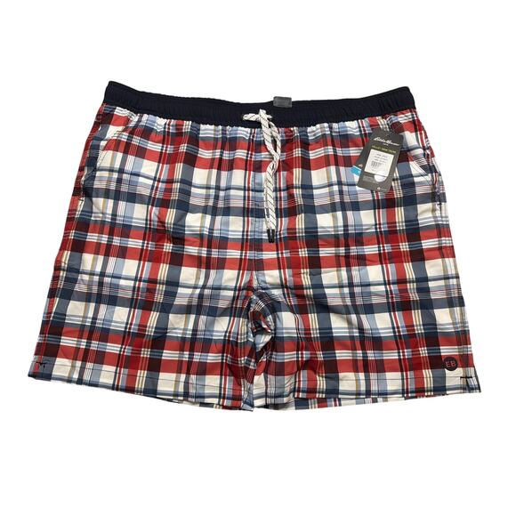 Eddie Bauer Swim Men's Atlantic Plaid Volley Swim Trunks Size XXL New - Picture 1 of 8